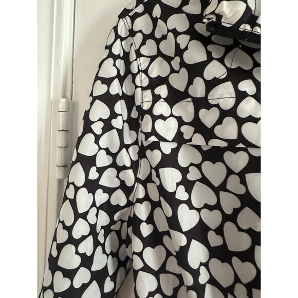 BRAVE SOUL Hearts Heart Rayheart Black White Raincoat Rain Jacket Hooded - Sz XS - Picture 5 of 9